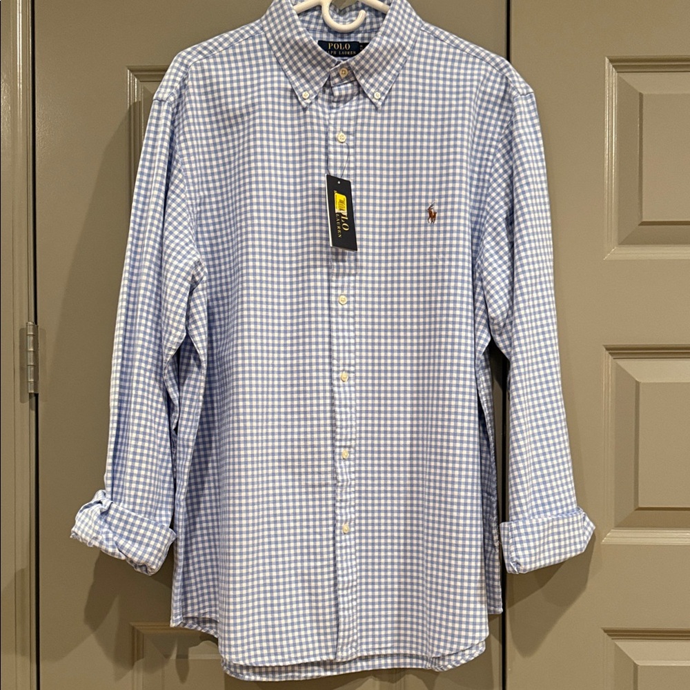 NWT Polo Ralph Lauren Light Blue & White Checked Shirt